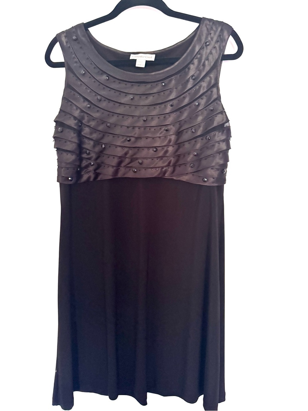 Coldwater Creek Black Beaded Layered Bodice Midi Dress